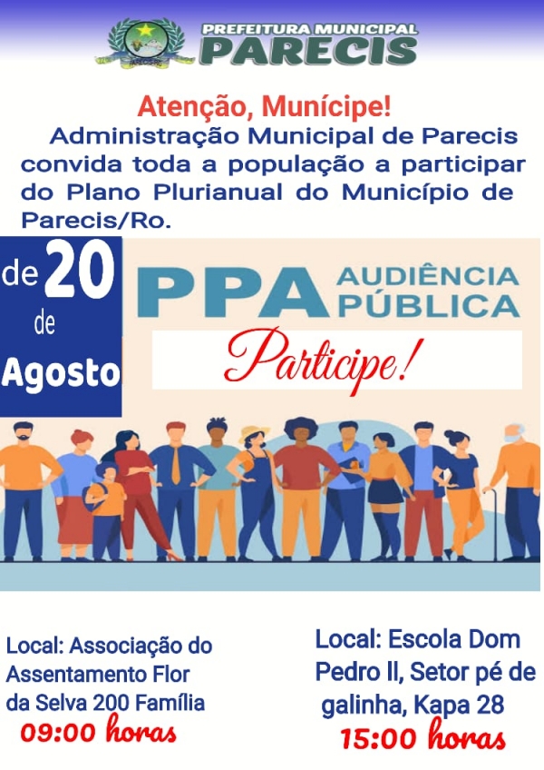 AUDIÊNCIA PÚBLICA PPA. PLANO PLURIANUAL DO MUNICÍPIO DE PARECIS/RO