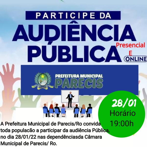 AUDIÊNCIA PUBLICA. NA CAMARA MUNICIPAL DE PARECIS/RO