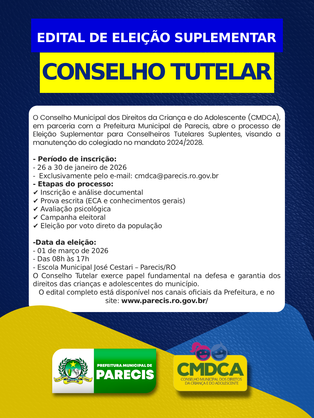 Edital de Eleição Suplementar Conselho Tutelar