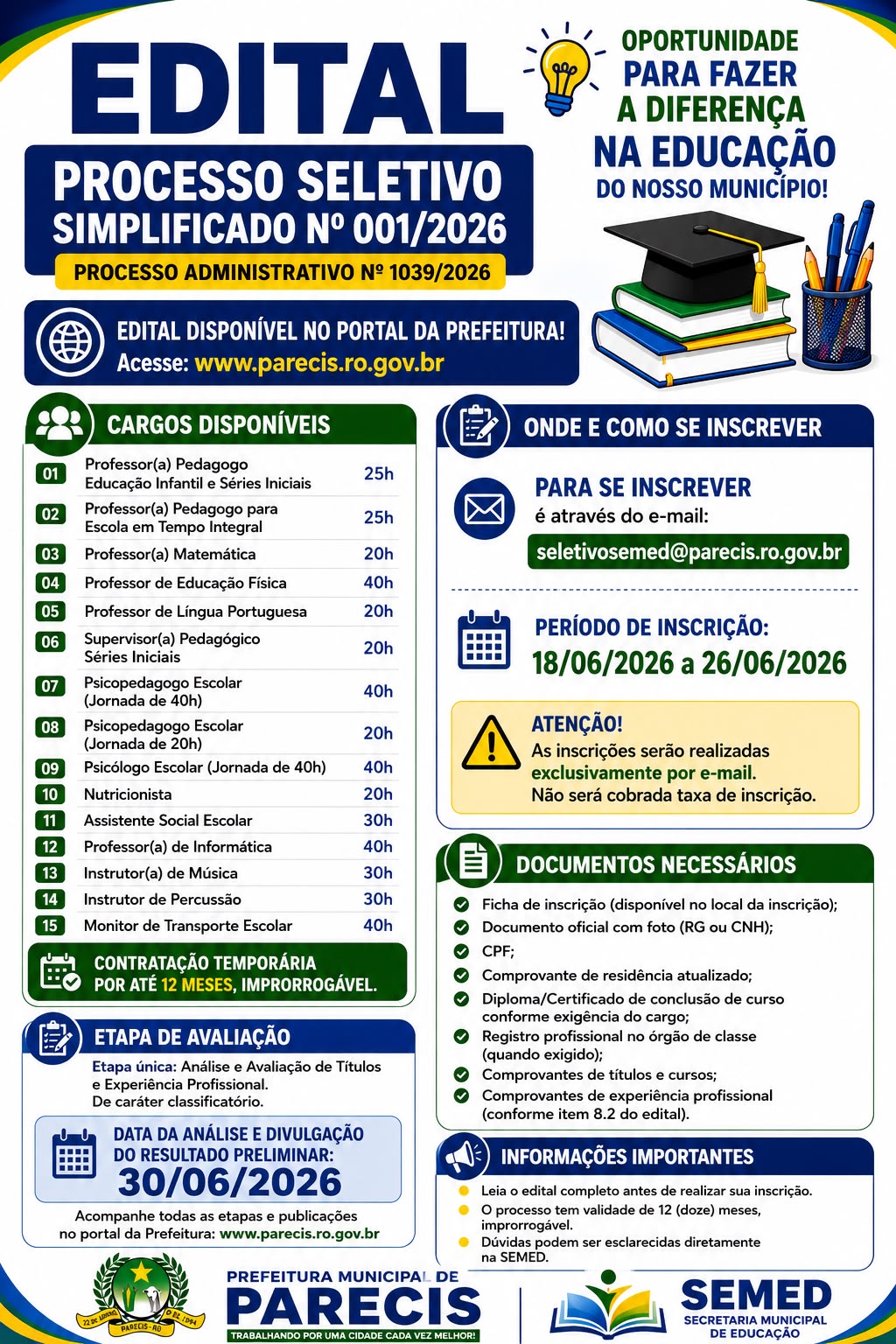 EDITAL DE PROCESSO SELETIVO SIMPLIFICADO Nº 001/2026