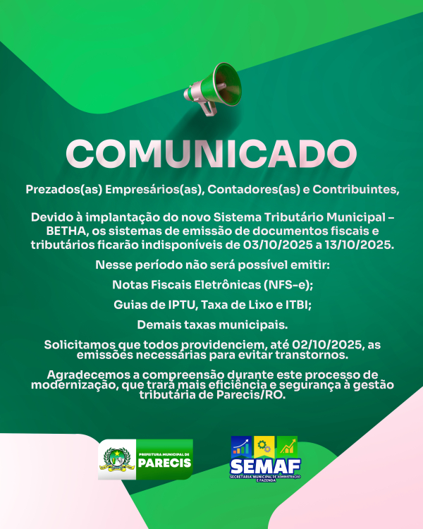 COMUNICADO SOBRE SISTEMAS 